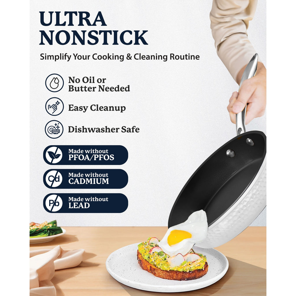 Batterie de cuisine antiadhésive martelée Granitestone Charleston 15 pièces