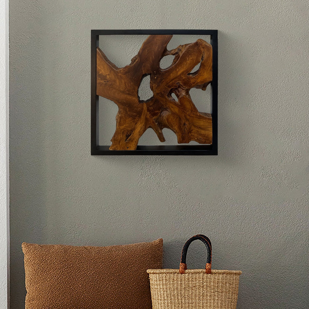 Décoration murale en teck Greenage Sculpture murale abstraite Live Edge