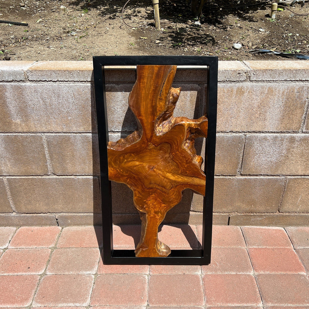 Décoration murale en teck Greenage Sculpture murale abstraite Live Edge