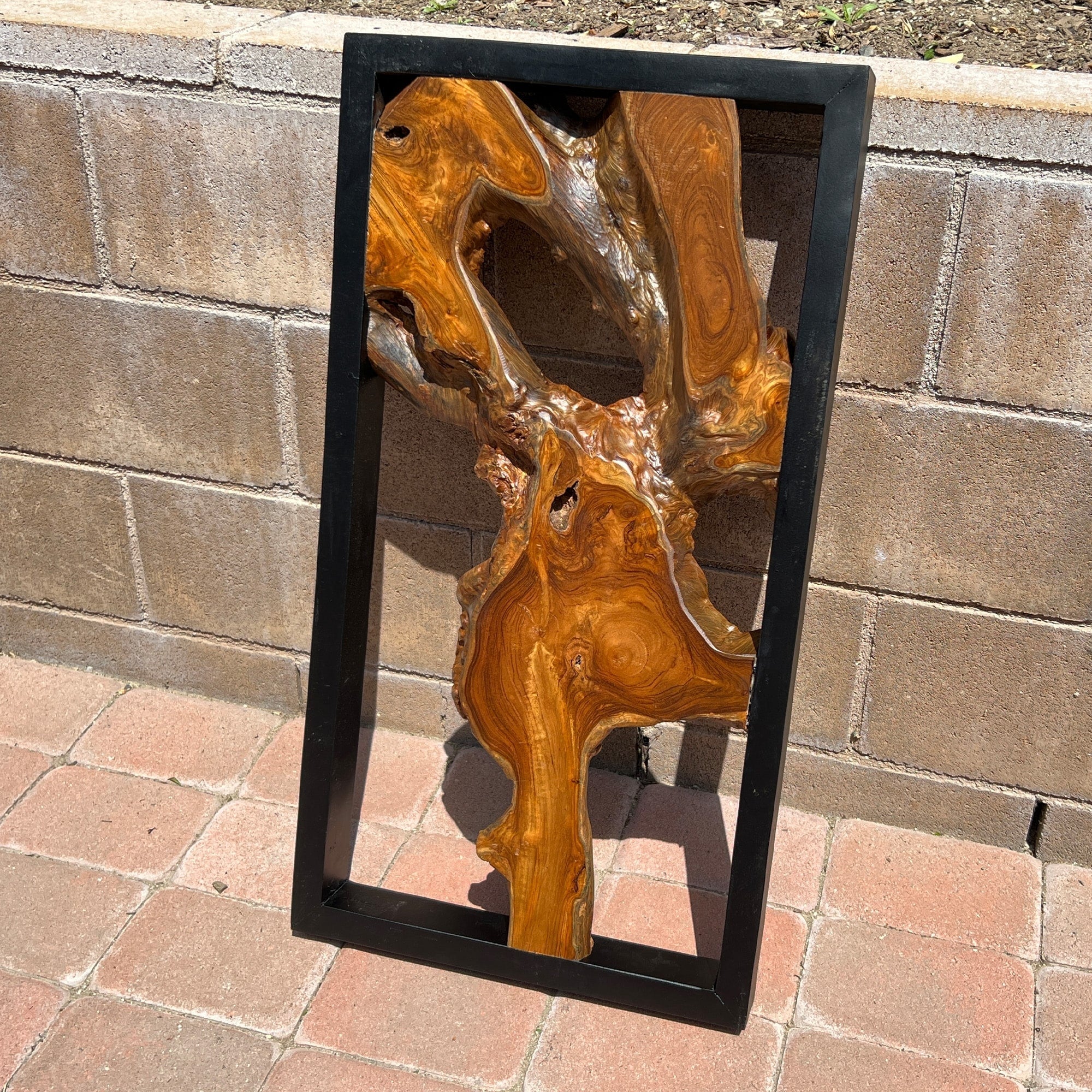 Décoration murale en teck Greenage Sculpture murale abstraite Live Edge