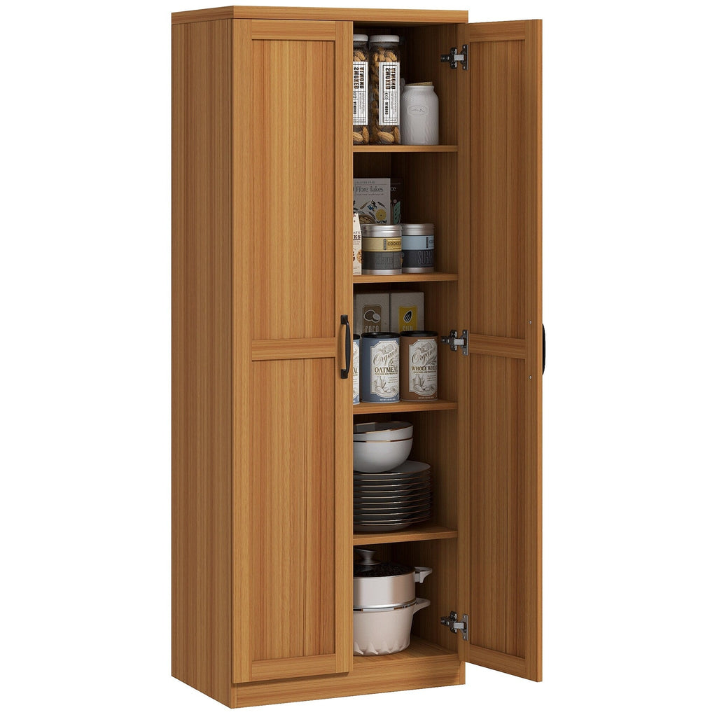 HOMCOM 63 Garde-manger de cuisine à 2 portes, meuble de rangement indépendant avec étagères à 5 niveaux et 2 étagères réglables pour salle à manger