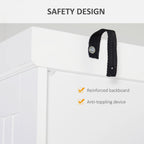 HOMCOM 72 Armoire de cuisine indépendante traditionnelle avec portes et 3 étagères réglables, blanc