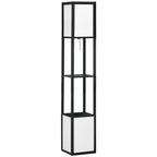 Lampadaire HOMCOM avec étagères, double éclairage, lampe sur pied moderne et haute, avec abat-jour en tissu (ampoule non incluse)