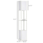 Lampadaire HOMCOM avec étagères, double éclairage, lampe sur pied moderne et haute, avec abat-jour en tissu (ampoule non incluse)