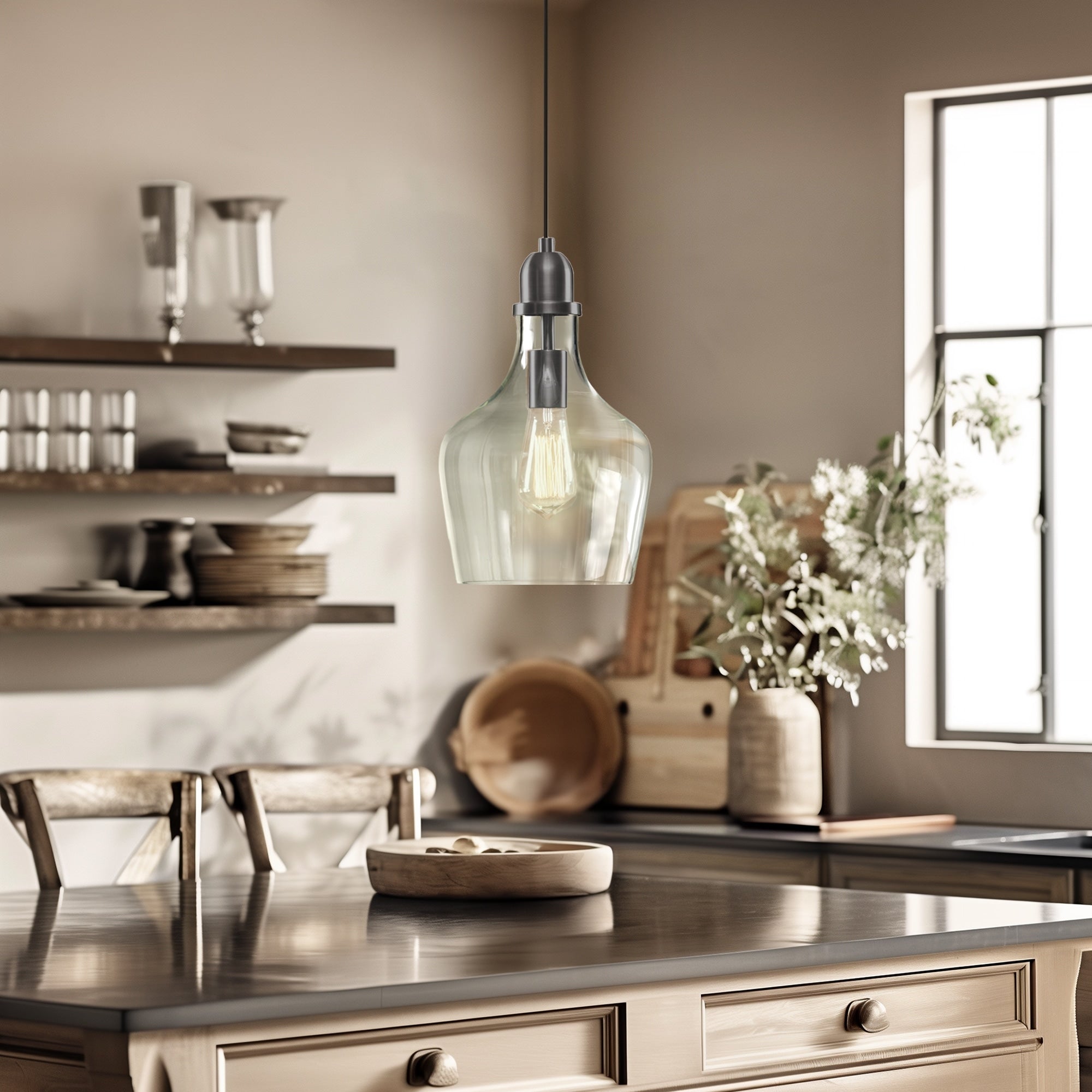 Suspension en verre en forme de cloche Auburn INK+IVY