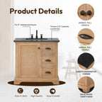 Meuble-lavabo Hervas avec plateau en marbre naturel sans miroir