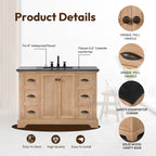 Meuble-lavabo Hervas avec plateau en marbre naturel sans miroir