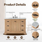 Meuble-lavabo Hervas avec plateau en marbre naturel sans miroir