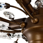 Plafonnier à 4 lumières en cristal avec feuilles de houx