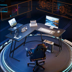 Bureau de jeu en L Homall, bureau d'angle pour ordinateur, bureau d'écriture