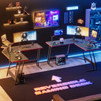 Bureau de jeu en L Homall, bureau d'angle pour ordinateur, bureau d'écriture