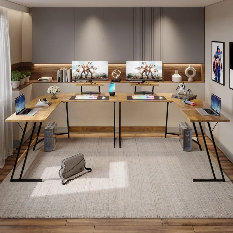 Bureau de jeu en L Homall, bureau d'angle pour ordinateur, bureau d'écriture