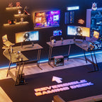 Bureau de jeu en L Homall, bureau d'angle pour ordinateur, bureau d'écriture