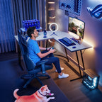 Bureau de jeu en L Homall, bureau d'angle pour ordinateur, bureau d'écriture