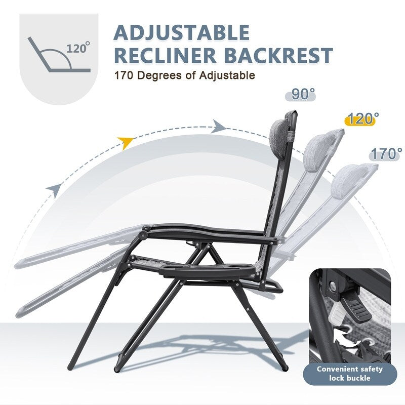 Chaise longue de jardin Homall Patio Zero Gravity avec coussin, lot de 2