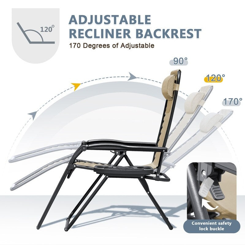 Chaise longue de jardin Homall Patio Zero Gravity avec coussin, lot de 2