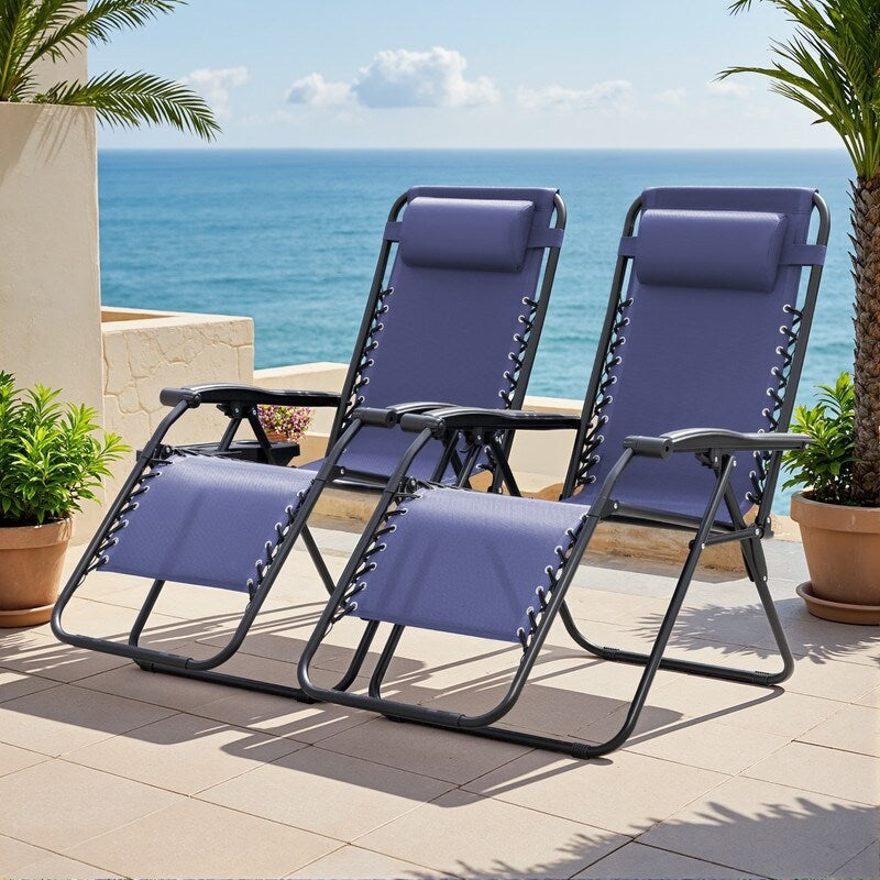 Chaise longue de jardin Homall Patio Zero Gravity avec coussin, lot de 2