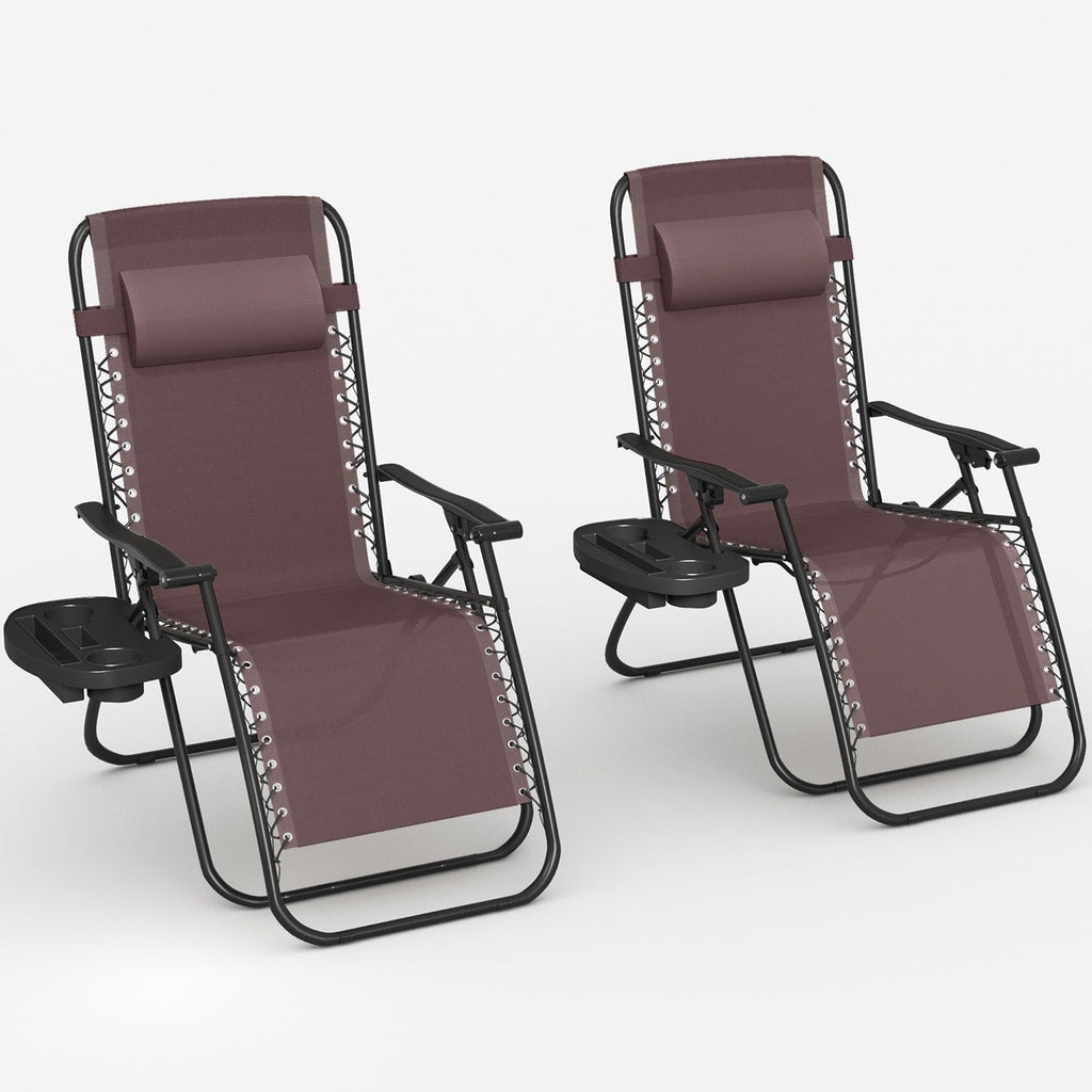 Chaise longue de jardin Homall Patio Zero Gravity avec coussin, lot de 2