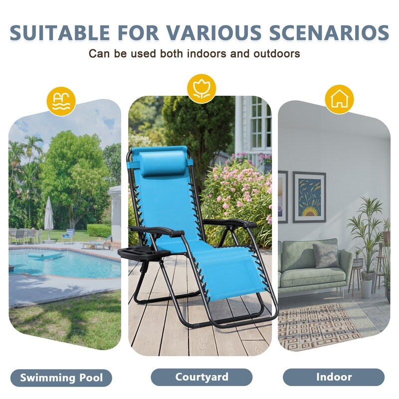 Chaise longue de jardin Homall Patio Zero Gravity avec coussin, lot de 2