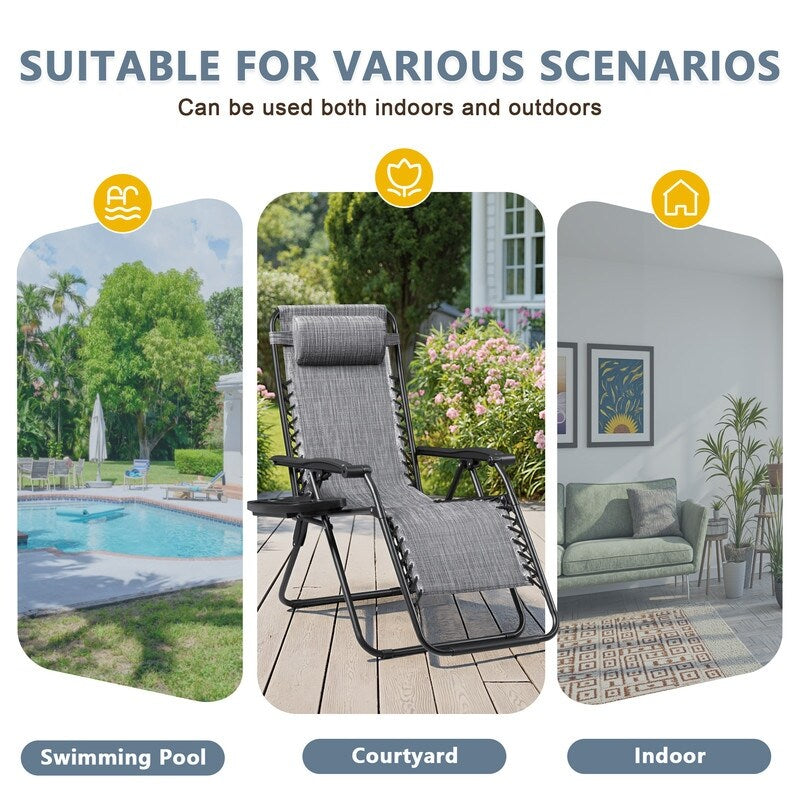 Chaise longue de jardin Homall Patio Zero Gravity avec coussin, lot de 2