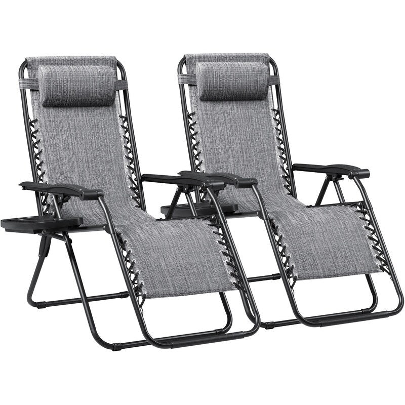Chaise longue de jardin Homall Patio Zero Gravity avec coussin, lot de 2