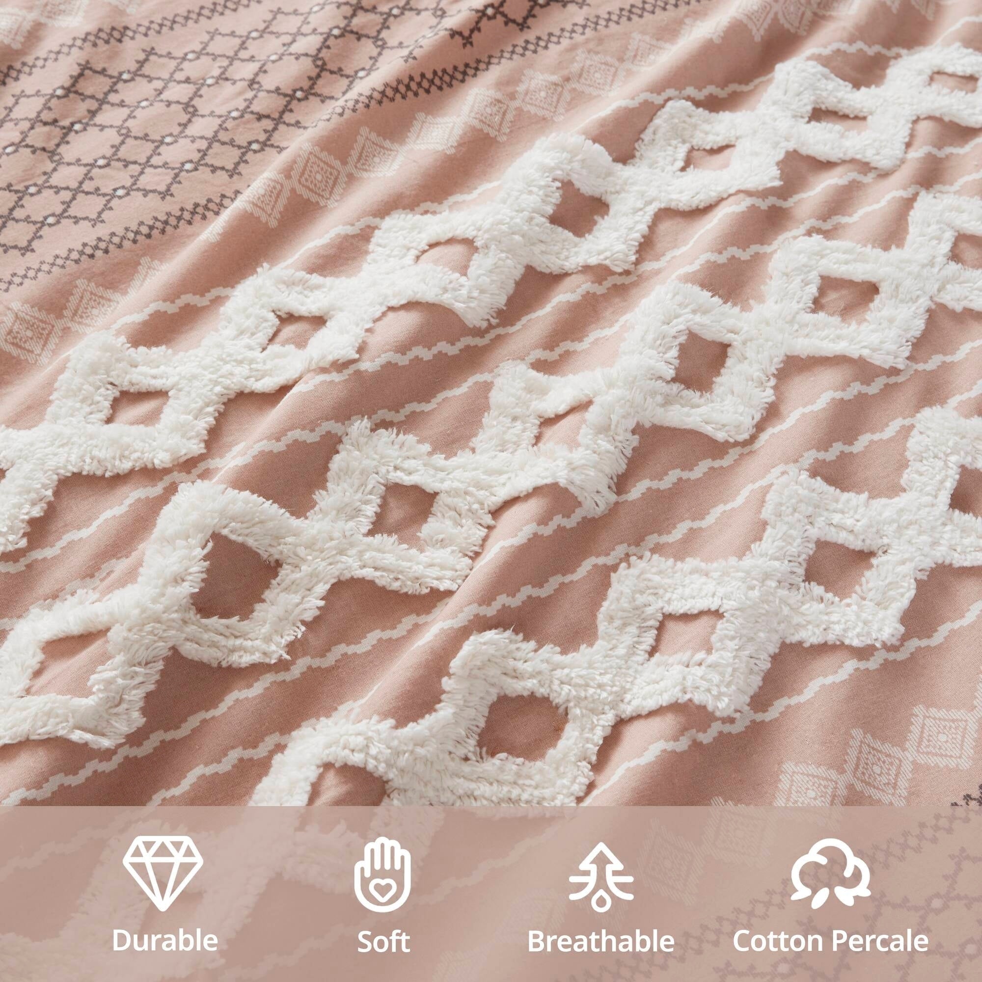 Parure de lit Imani en coton imprimé avec chenille INK+IVY