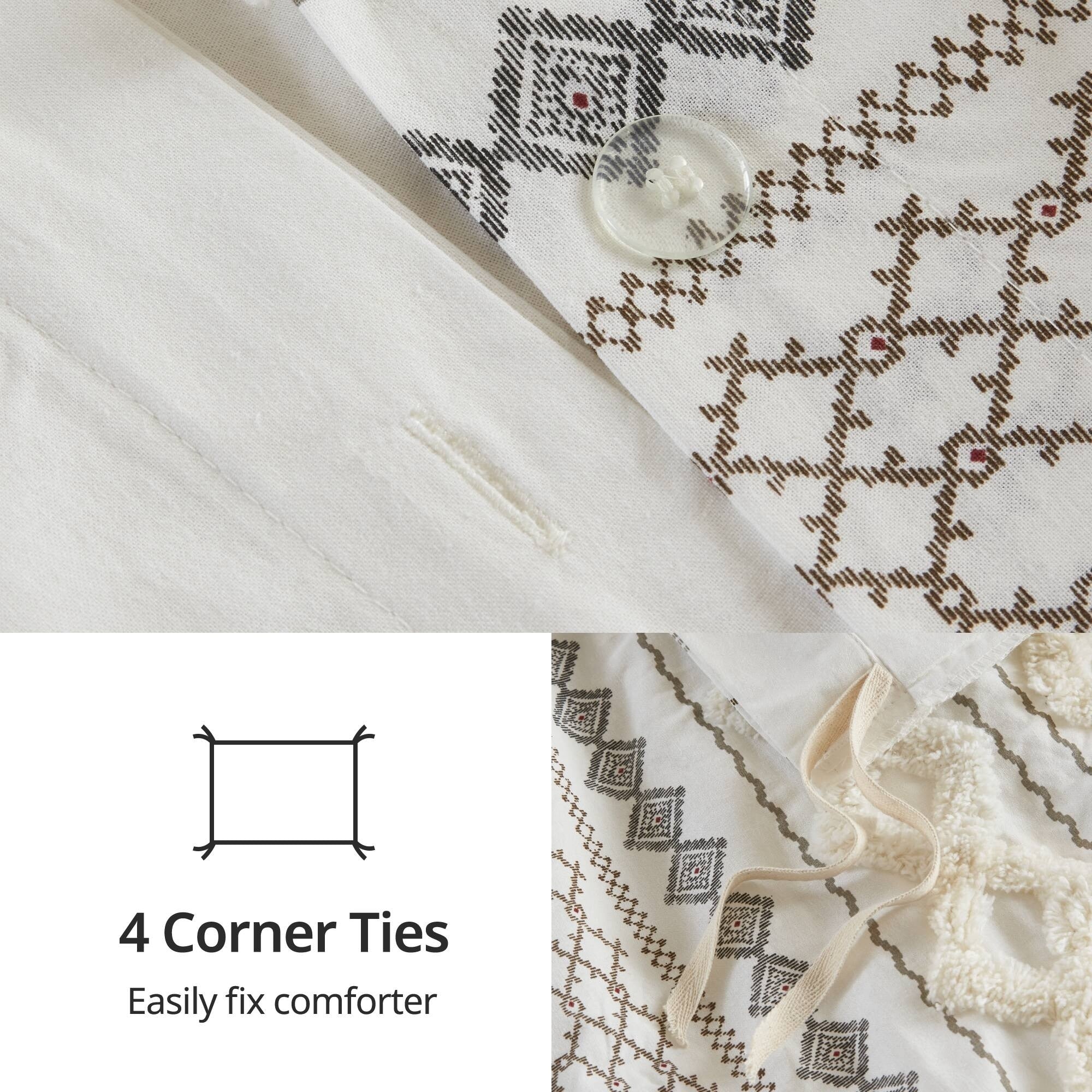 Parure de lit Imani en coton imprimé avec chenille INK+IVY