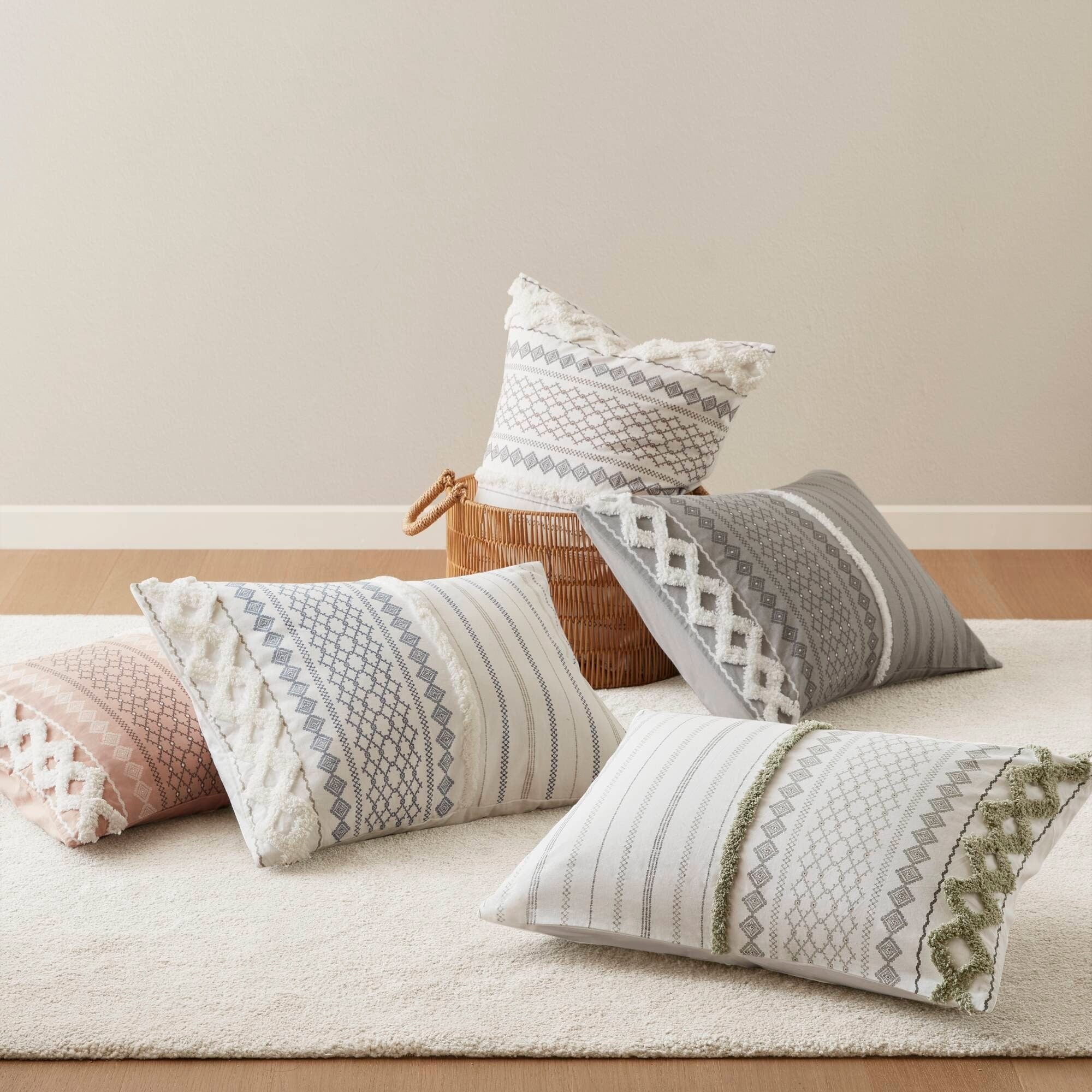 Parure de lit Imani en coton imprimé avec chenille INK+IVY