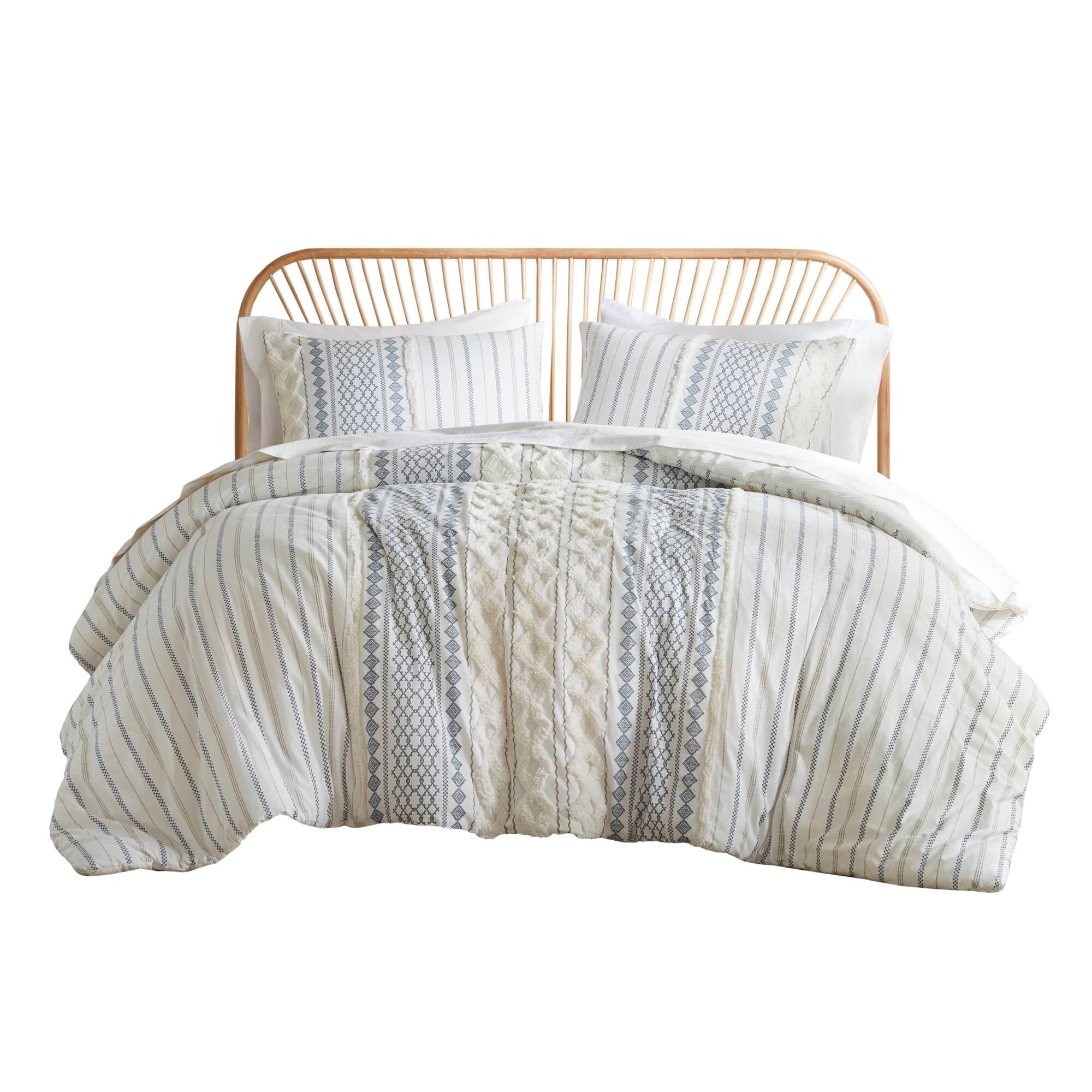 Parure de lit Imani en coton imprimé avec chenille INK+IVY