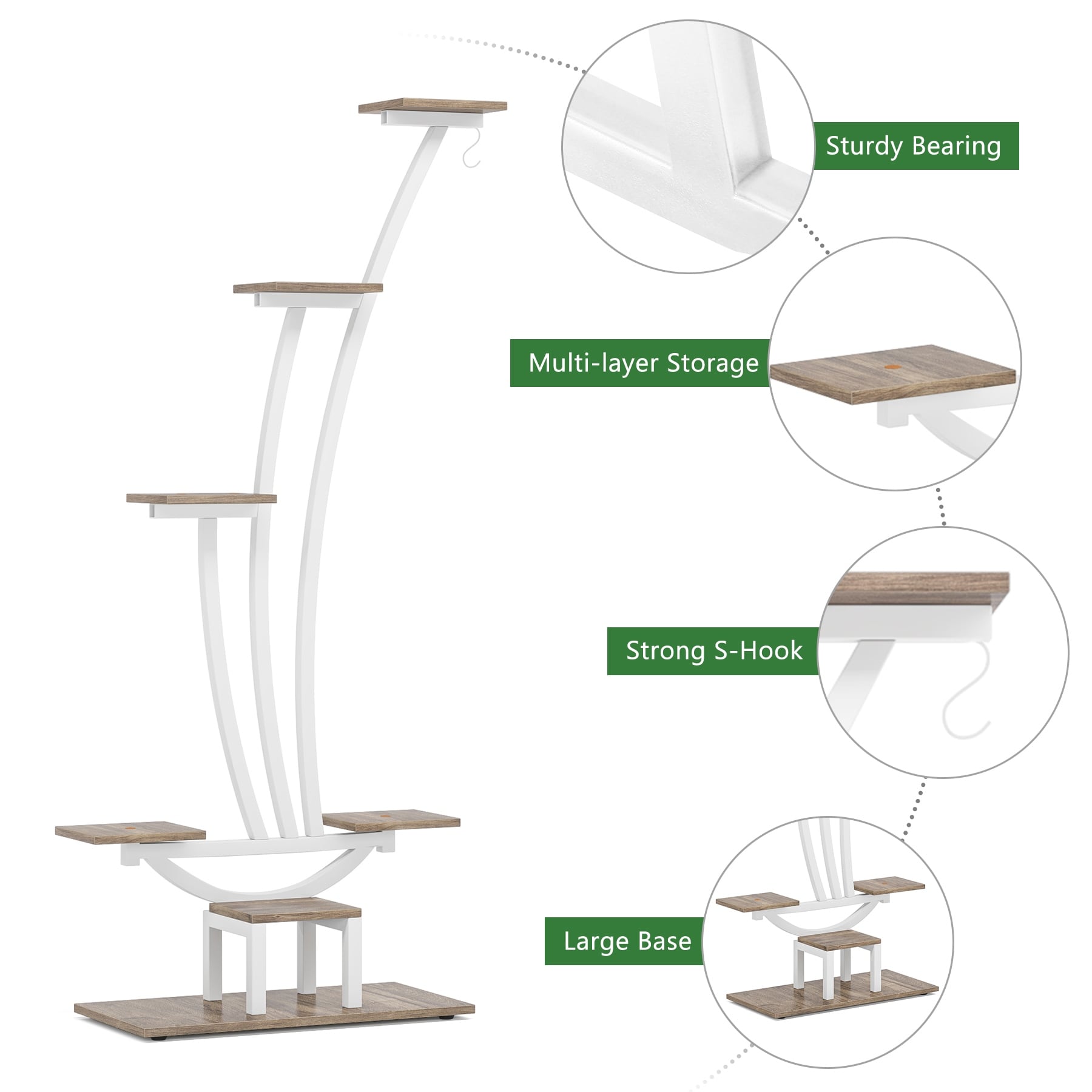 Support pour plantes d'intérieur, étagère à fleurs à 6 niveaux pour jardin - Lot de 2