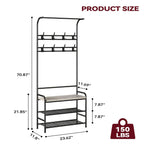 Porte-manteau d'entrée industriel avec banc à chaussures 3 en 1, porte-manteau fonctionnel