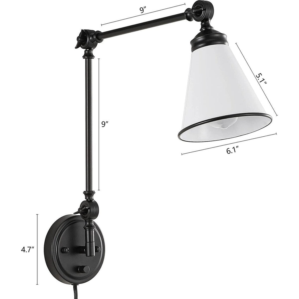 Applique murale industrielle à bras pivotant WINGBO avec abat-jour en métal, paquet de 2...