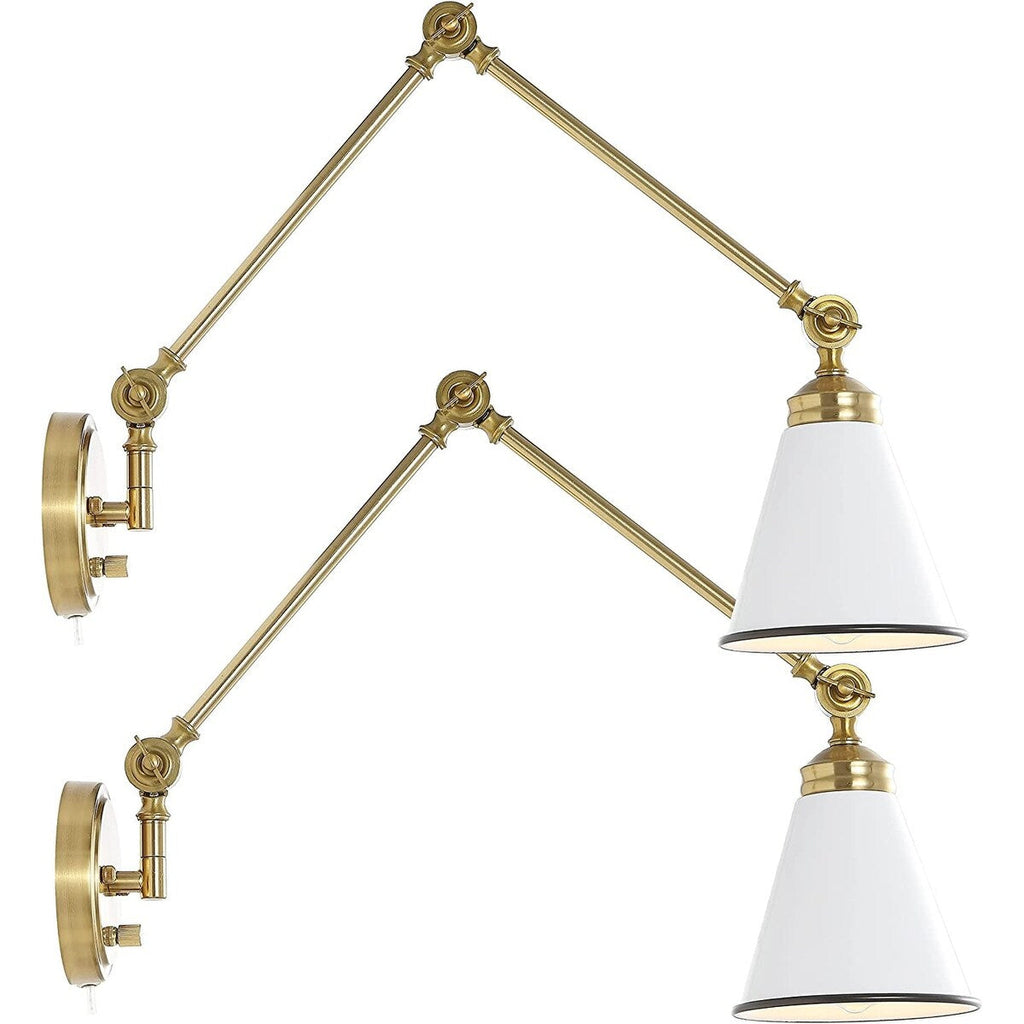 Applique murale industrielle à bras pivotant WINGBO avec abat-jour en métal, paquet de 2...