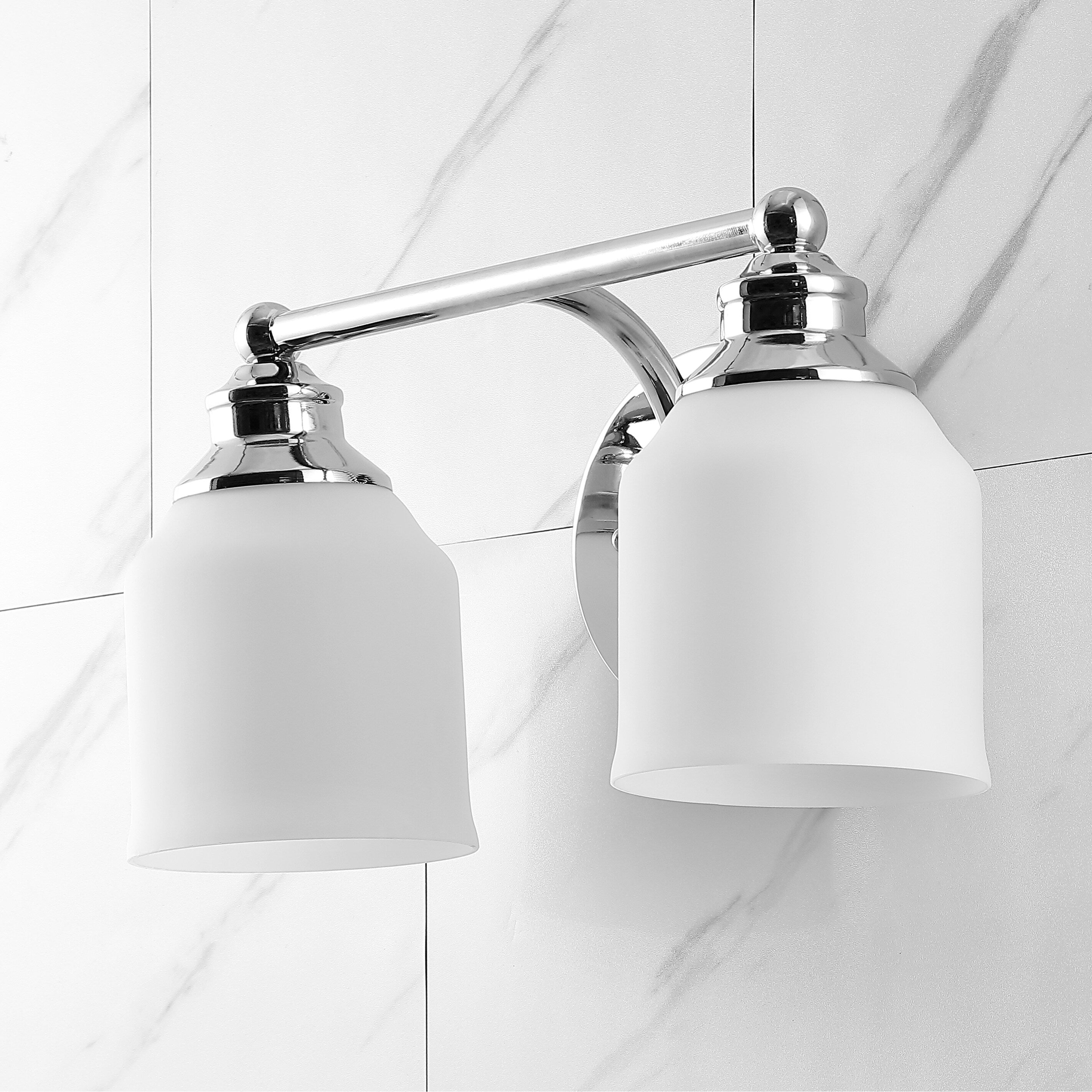 Applique murale à LED Jayne en fer/verre dépoli, style cottage de ferme, par JONATHAN Y