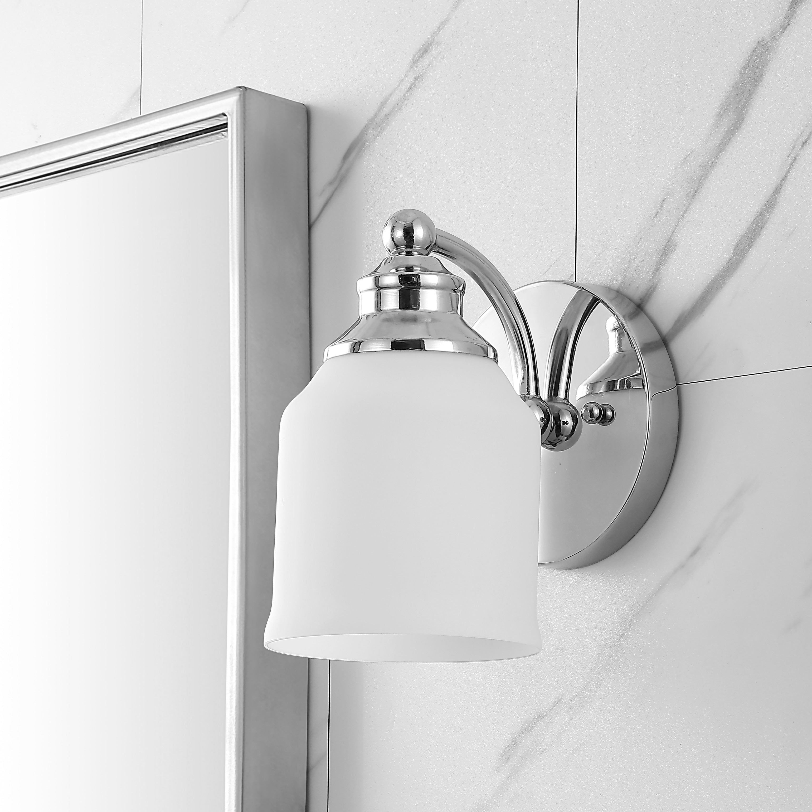 Applique murale à LED Jayne en fer/verre dépoli, style cottage de ferme, par JONATHAN Y