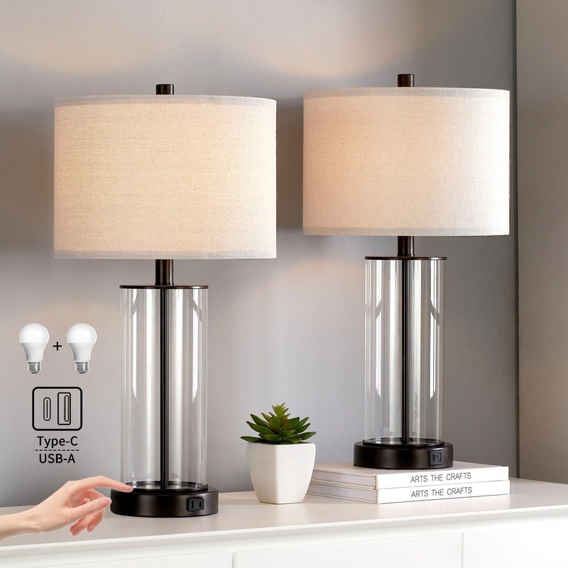 Ensemble de lampes de table à commande tactile KAWOTI 23.25 avec port USB et ampoules