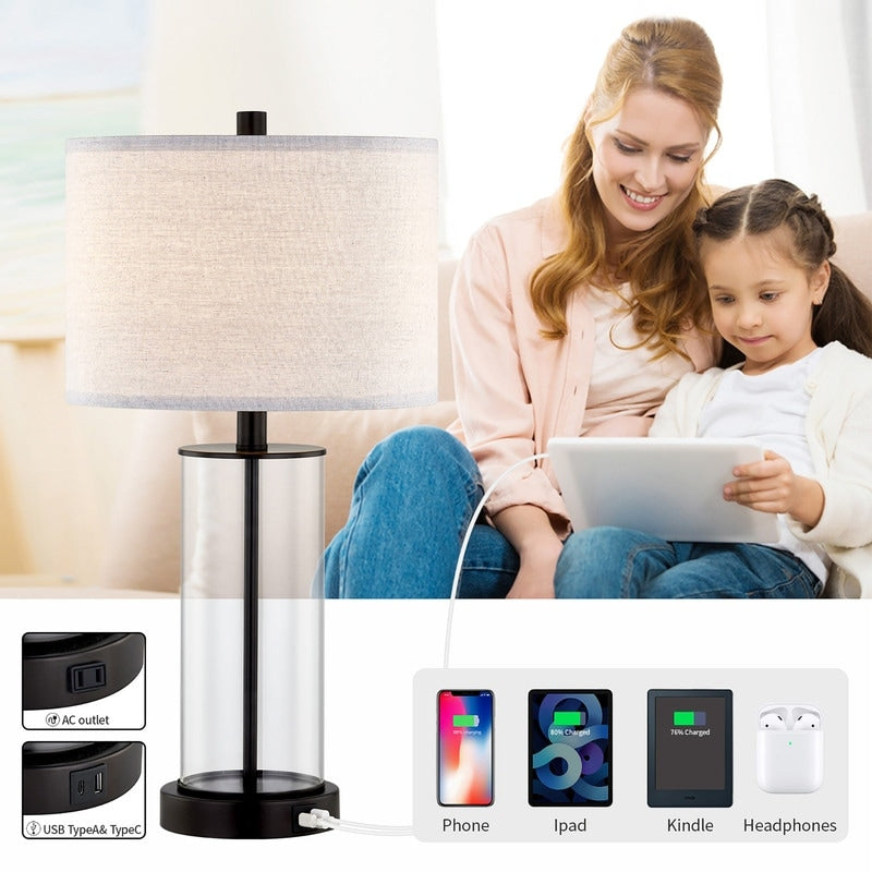 Ensemble de lampes de table à commande tactile KAWOTI 23.25 avec port USB et ampoules