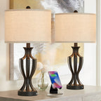 Ensemble de 2 lampes de table tactiles KAWOTI 23 avec ampoules et port USB (lot de 2) - L12 x H23,25