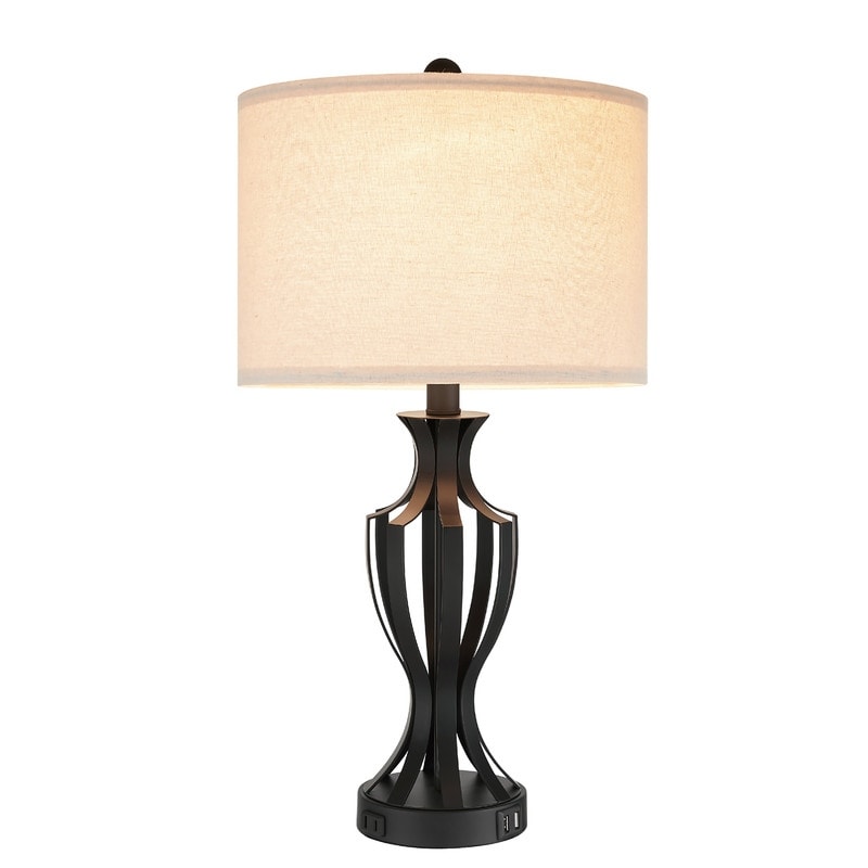 Ensemble de 2 lampes de table tactiles KAWOTI 23 avec ampoules et port USB (lot de 2) - L12 x H23,25