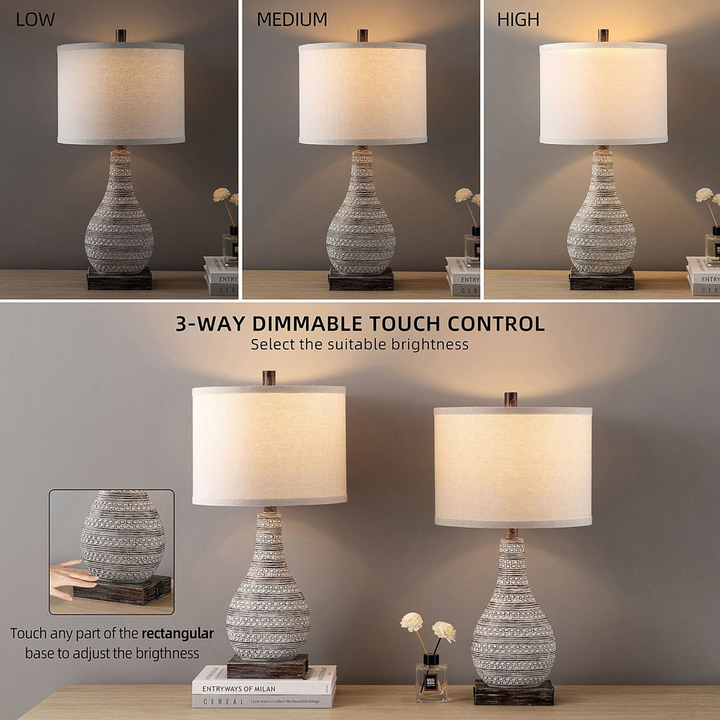 Ensemble de lampes de table à commande tactile KAWOTI avec ports USB (lot de 2)