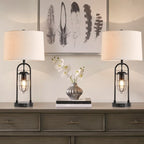 Lampe de table KAWOTI 26 pouces en bronze foncé avec ports USB et veilleuse