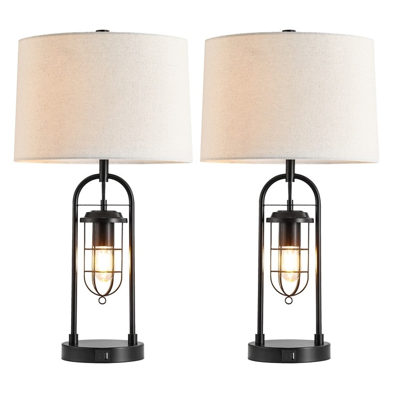 Lampe de table KAWOTI 26 pouces en bronze foncé avec ports USB et veilleuse