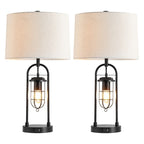 Lampe de table KAWOTI 26 pouces en bronze foncé avec ports USB et veilleuse