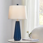 Lampe de table bleue KAWOTI 27 avec abat-jour en tissu