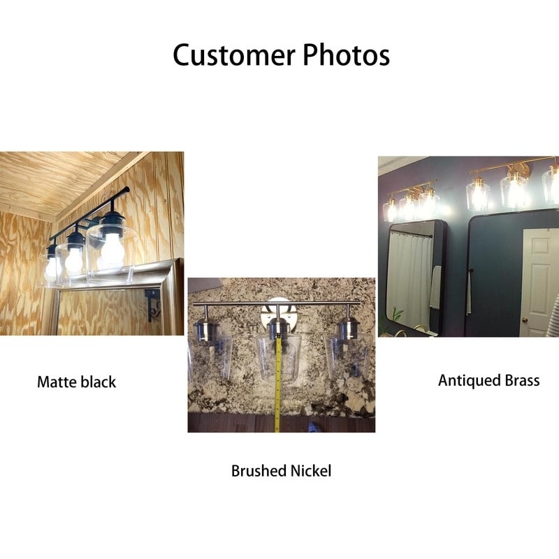 Applique de salle de bain KAWOTI à 3 lampes à intensité variable avec abat-jour en verre - L22 x l7 x H10,5