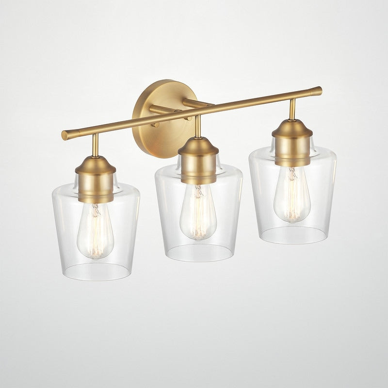 Applique de salle de bain KAWOTI à 3 lampes à intensité variable avec abat-jour en verre - L22 x l7 x H10,5