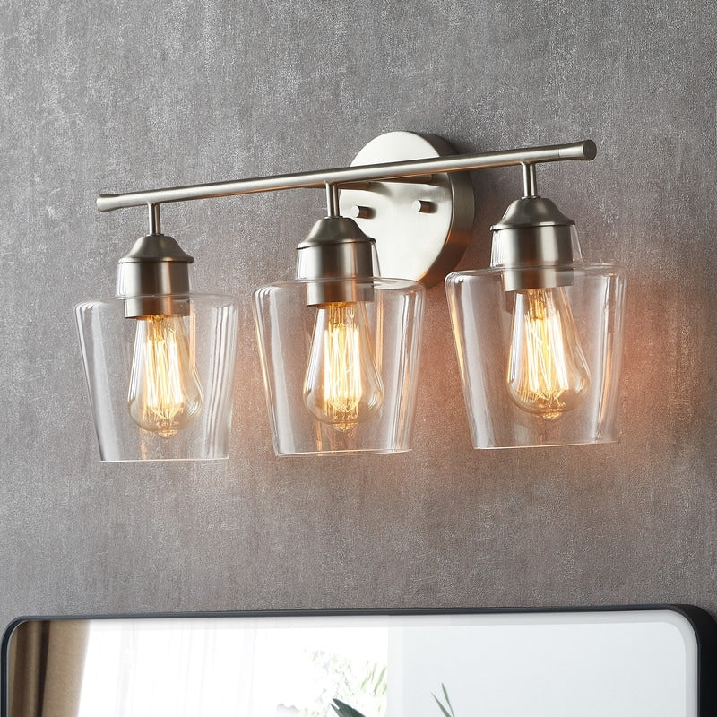 Applique de salle de bain KAWOTI à 3 lampes à intensité variable avec abat-jour en verre - L22 x l7 x H10,5