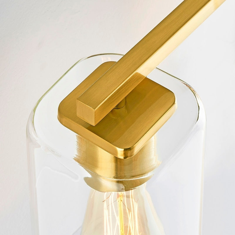 KAWOTI Lampe de salle de bain moderne à 4 lumières de 29 pouces avec abat-jour en verre transparent