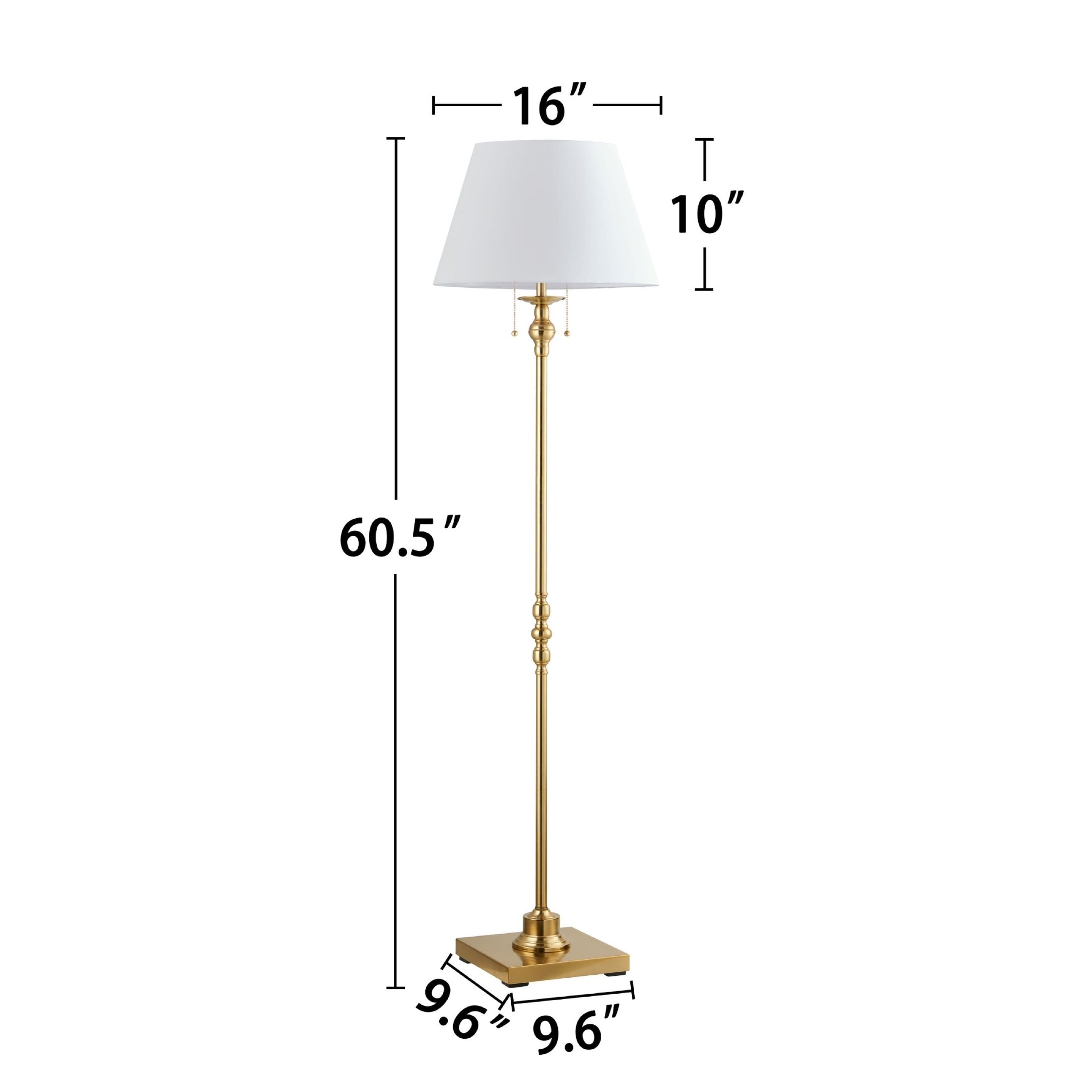 Lampadaire KAWOTI 60,5'' à 2 lumières avec abat-jour en tissu Empire