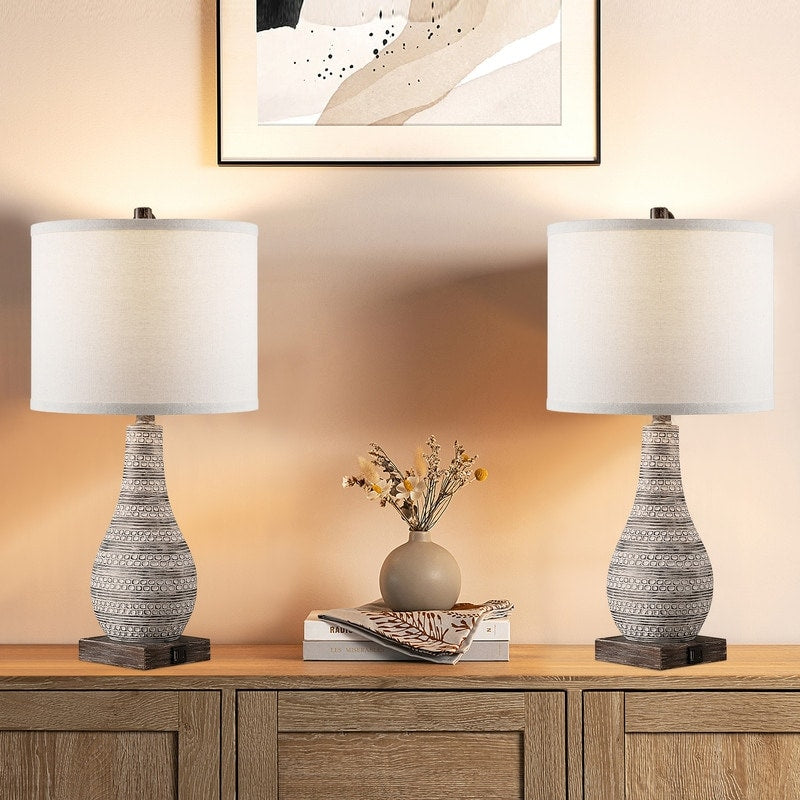 Ensemble de lampes de table à commande tactile KAWOTI avec ports USB (lot de 2)